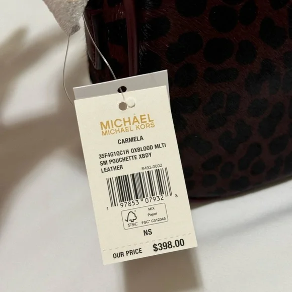 🌟MICHAEL MICHAEL KORS🌟 NWT Carmela Sm Pouchette Crossbody Leather Color:Oxblood - Picture 8 of 8
